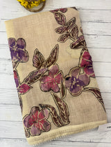 Tissue linen saree with applique work MLS5478