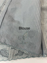 Striped Mul chanderi saree with net applique borders MSH987