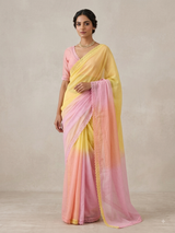 Rainbow Mul chanderi saree with lace borders- MSF9054