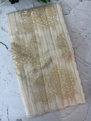 Mul chanderi saree with tissue applique work MSH147- Offwhite and gold(3)