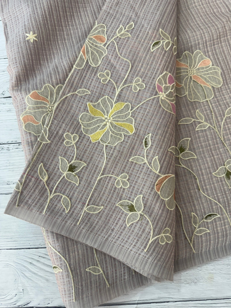 Applique and embroidery work 
 Kota Silk saree MSH118- DuskyMauve