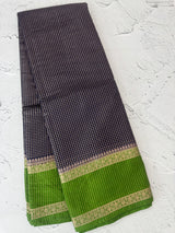 Semi silk saree with checks zari weaving  MS81543 : DarkBlue to Green