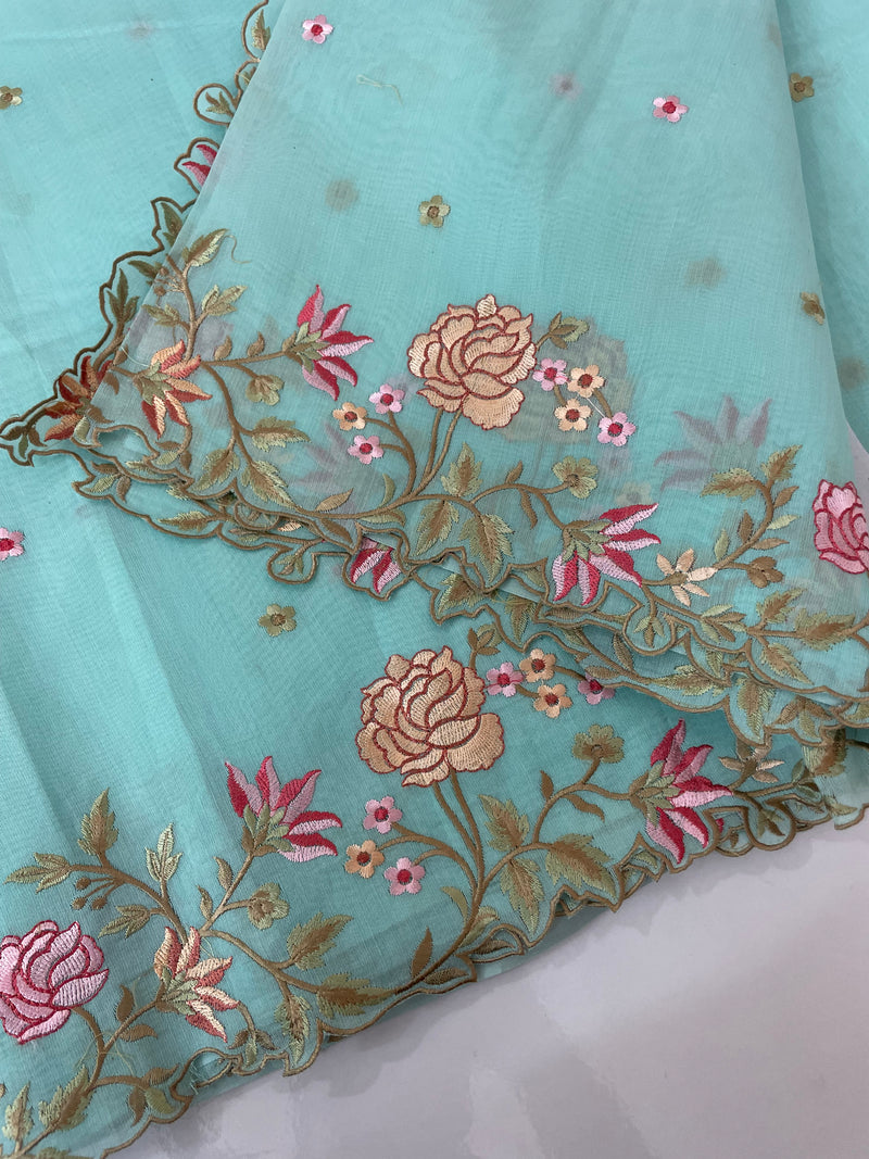 Mul chanderi saree with embriodery borders MSH113
