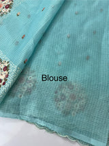 Silky kota embroidery saree MS5407 - Blue