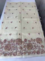 Moonga checks Applique work saree  FSF188