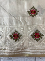 Blended soft tussar silk saree MS90543- Cream