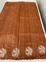 Blended tussar silk saree with embroidery- MS1072