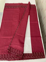 Semi tussar saree with cutwork MSHK566 Cranberry