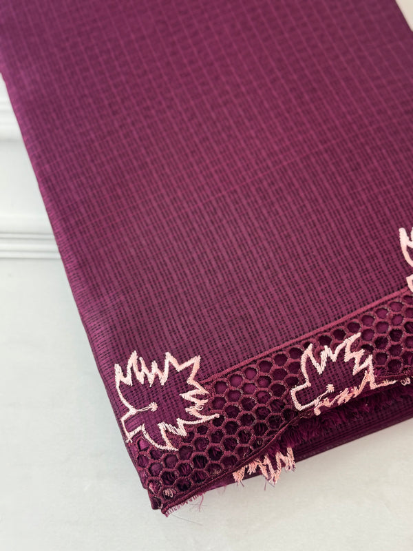 Kota checks saree with cutwork border MCBV39 - Wine