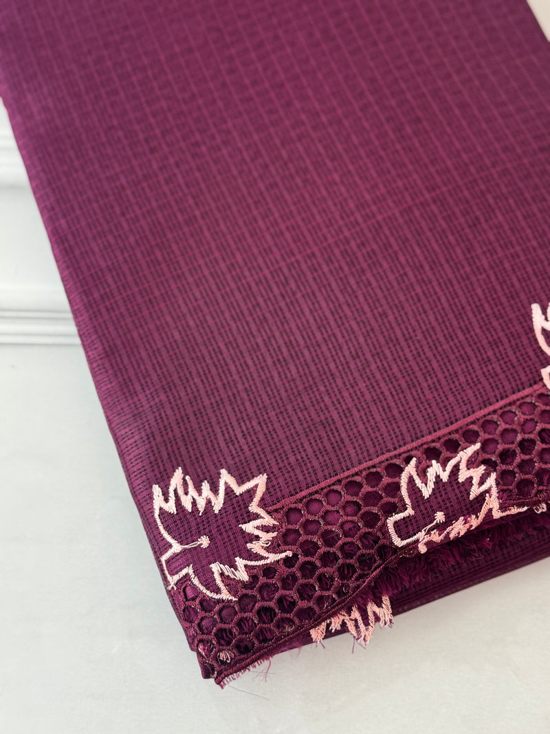 Kota checks saree with cutwork border MCBV39 - Wine