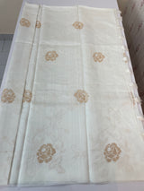 Blended Matka Tussar silk saree with cross stitch embroidery MS4899 White