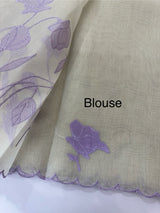 Tissue cotton applique work saree MS6743(2) Lavender