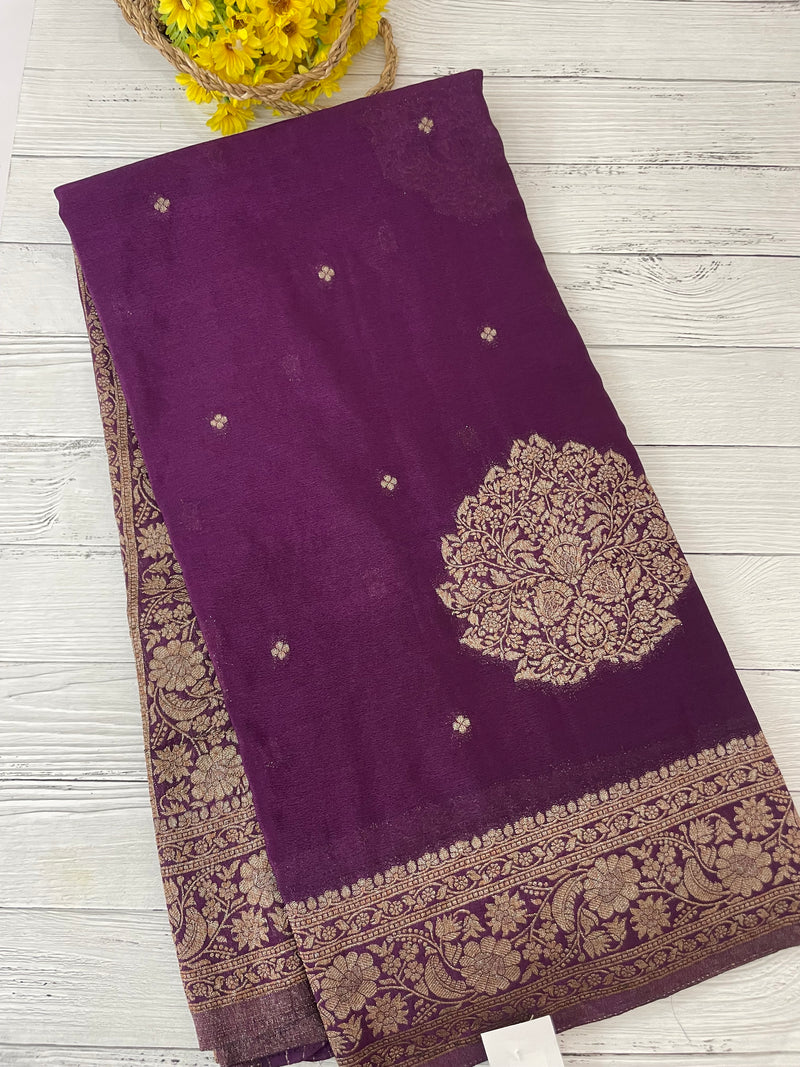 Semi banarasi Crepe Chiffon saree - MS1499 VADAMALLI