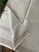 Kerala Tissue Cotton Saree  - Rose Gold checks