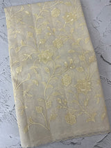 Moonga checks saree with Applique work  MSK766(1) -Ivory