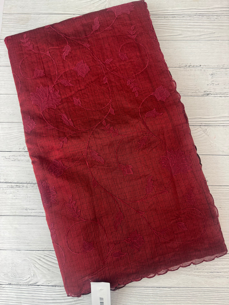 Kota silk cotton saree with applique work MS81788 - Maroon