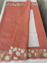 Soft Organza saree with thread work and tissue applique borders - MCW605