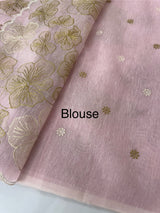 Jute linen saree with zari & thread work MSH204