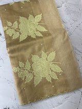 Copper Tissue silk saree with applique work MSH252