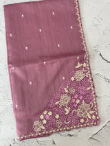 Cutwork Semi tussar saree MTSS674 OnionPink