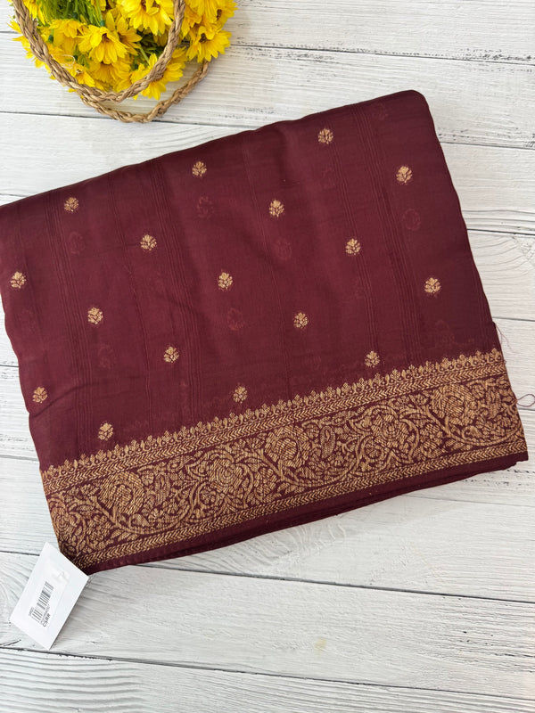 Banarasi Tussar Georgette Saree with brocade blouse - MS44376 Deep Maroon