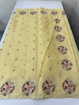 Silky kota embroidery saree MS5407 - Yellow