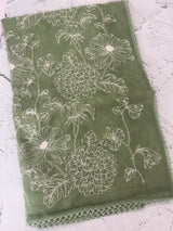 Organza saree with thread work - MSH192 Green