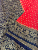 Banarasi viscose Georgette saree MKGS611- Red to NavyBlue