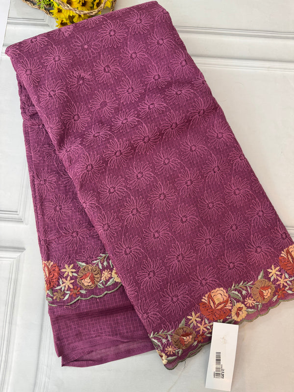 Phulkari NetKota embroidery saree - MPKS905 MAGENTA