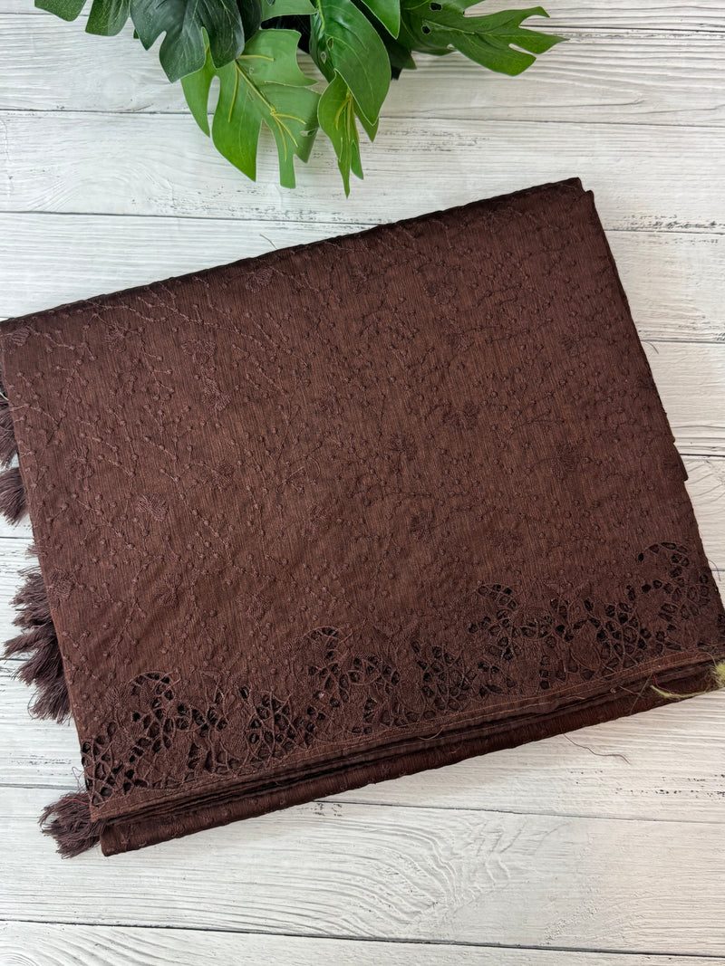 Cutwork Blended tussar saree with thread work MTS9078