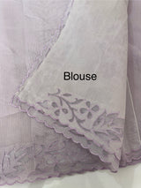 Moonga checks saree with Net Applique borders  MSH157 Lavender