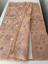 Mul chanderi saree with embroidery - MS14899 DustyPeach