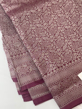 Banarasi semi katan saree in silver zari SHSNRIC