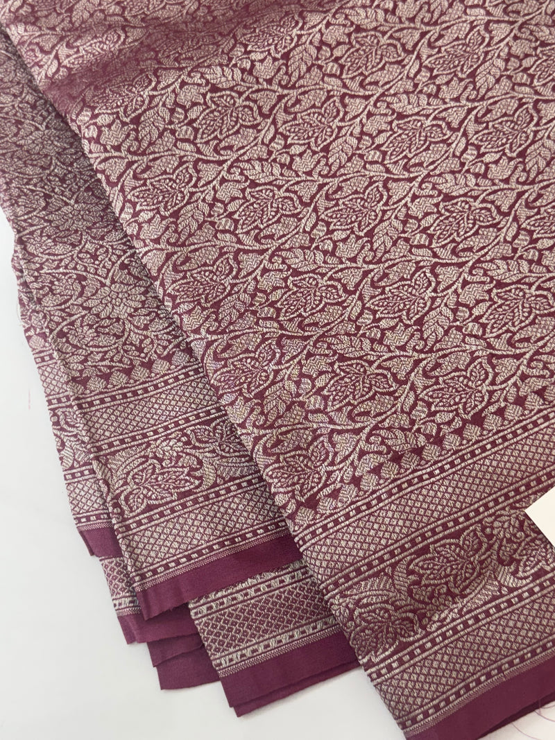 Banarasi semi katan saree in silver zari SHSNRIC