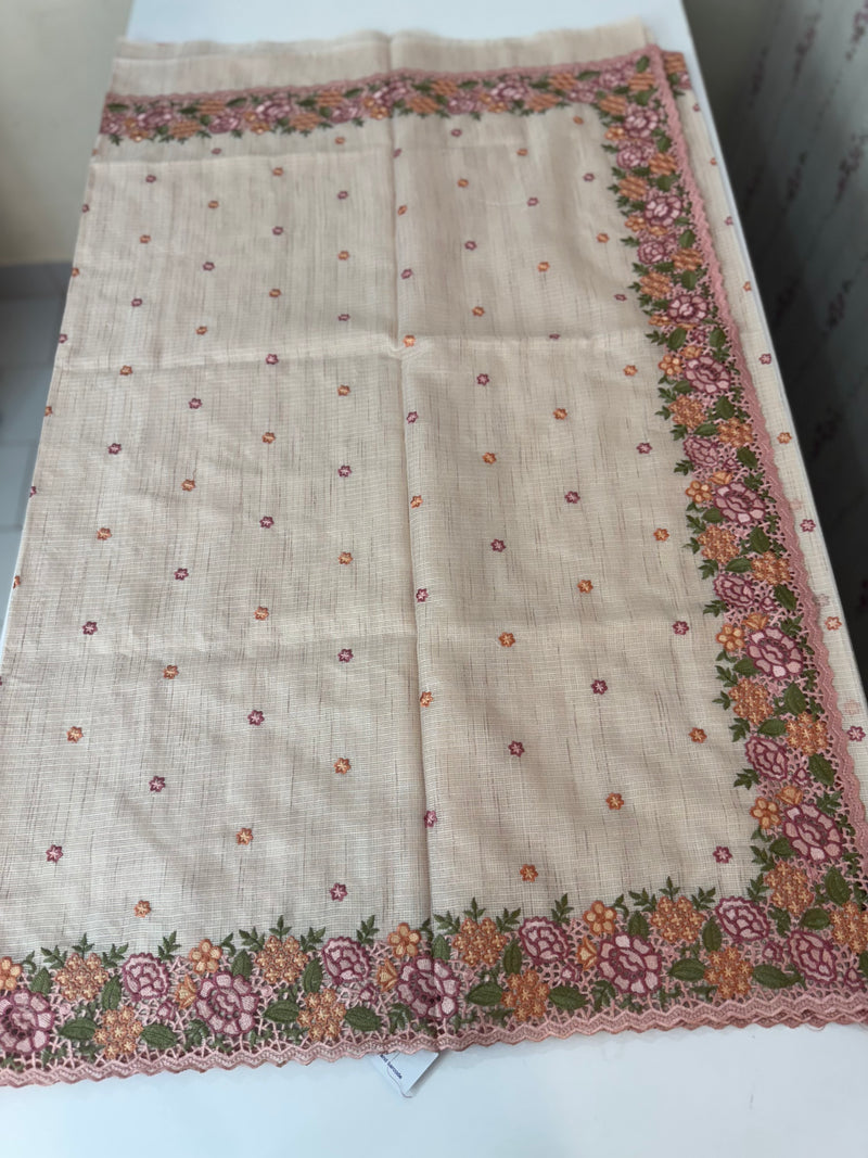 Embriodery Kota Silk Cutwork saree SBLCYTM - Pastel PeachPink