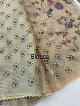 Kota silk saree with digital prints and embroidery MSH155- Beige