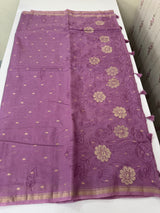 Mul chanderi applique work saree with zari buttas all over  MSH161