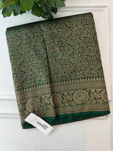 Banarasi semi katan saree SHKNSNM - BOTTLE GREEN