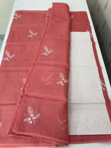 Kota  checks saree with embroidery - MS7679 DarkPeachPink