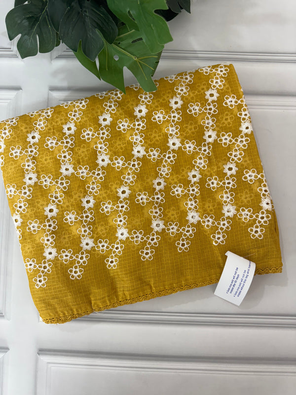Soft kota checks saree with embroidery SVPSMC Mustard