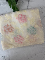 Soft crushed Chiffon saree with Applique work MSC477 Offwhite
