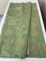 Blended Tussar silk saree with tissue applique work- MSH193 DuskyGreen