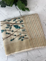 Tissue linen saree with embroidery MLS8977