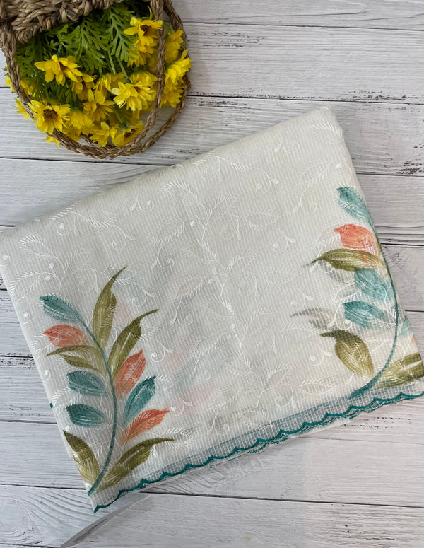 NetkKota saree with handpainting and embroidery MS7833