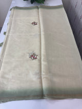 Kosa Tussar silk saree with hand embriodery - MS8199 DuskyGreen