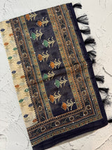 Semi Chanderi saree with hand kanta embroidery MS9899