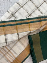 Linen big checks saree with zari border MLS9767- BottleGreen