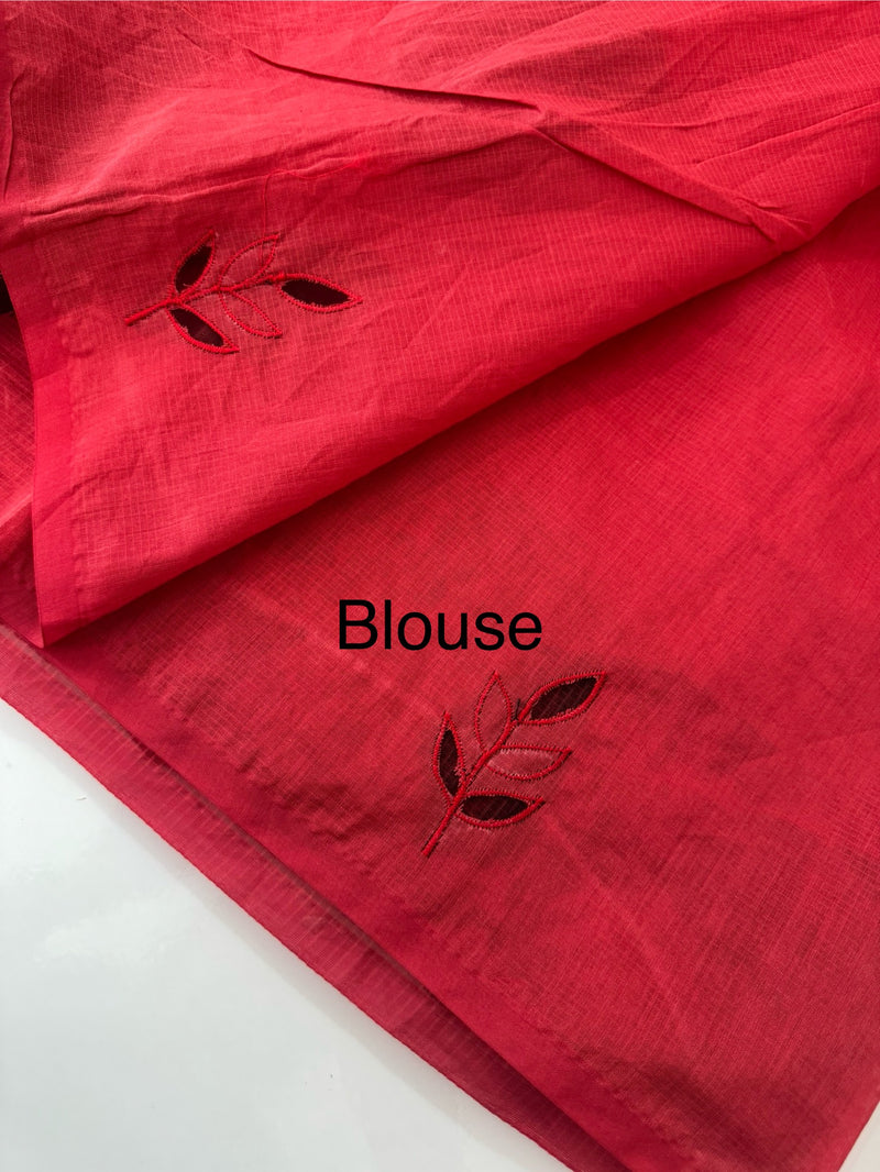 Kota saree with applique work MS6677 - Red to Black
