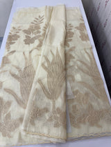 Semi organza saree with appliqué work - MSH906 Ivory