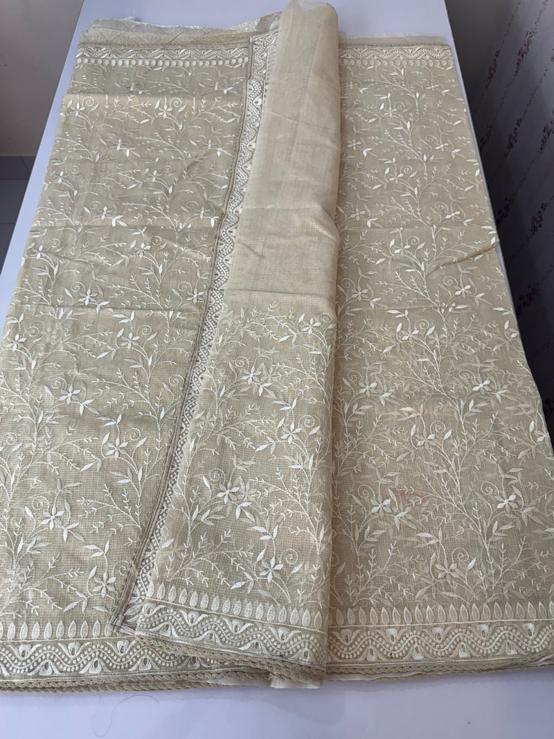 Netkota saree with chikankari embriodery work saree  MS11979 Beige